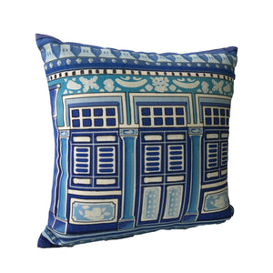 Old Shop Window Cushion Cover (Blue)