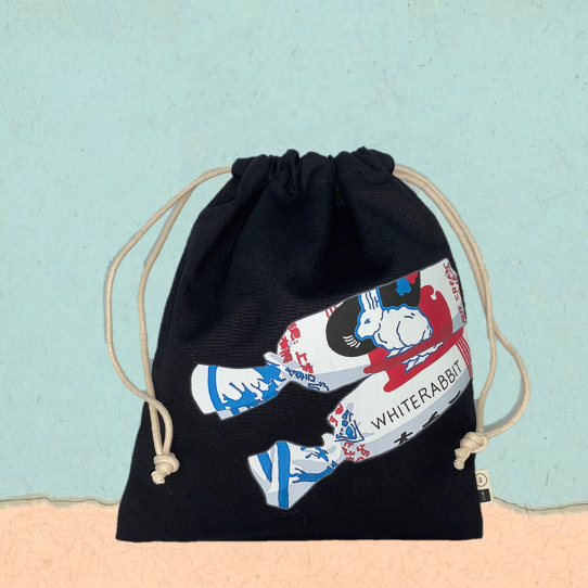 White Rabbit Draw String Bag
