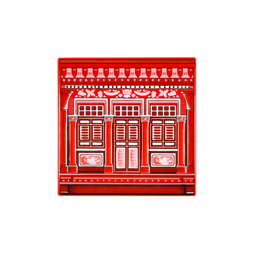 Old Shop Window Tile Magnet (Red)