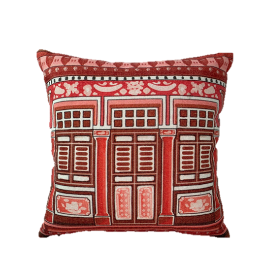 Old Shop Window Cushion Cover (Red)